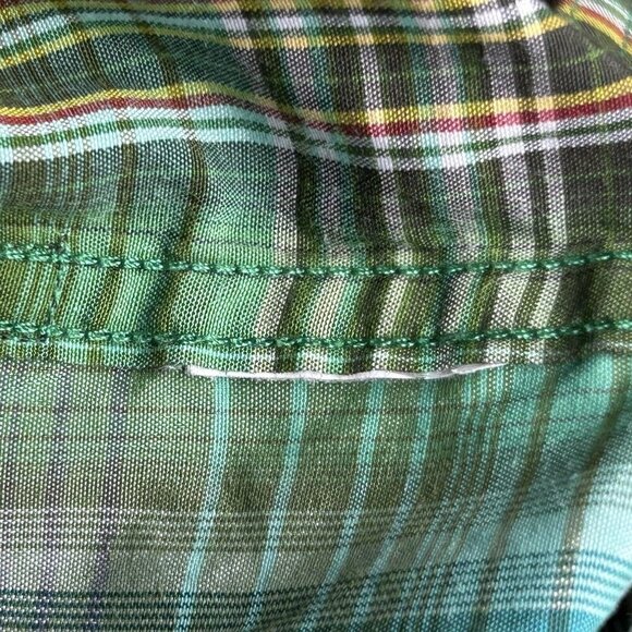 Prana Shirt Mens Large Green Tartan Plaid Western Button Up Cargo Casual READ - Picture 8 of 15